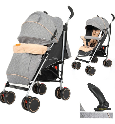 Coche Para Bebe Baston Babyhappy Amen Doble Acolchado Alto