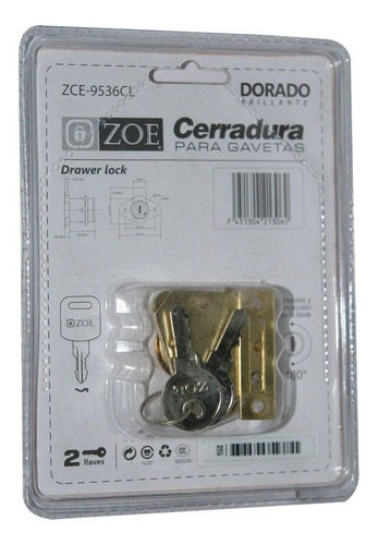 Imagen 3 de 7 de Cilindro Para Gavetas 22mm, Dorado Brillante