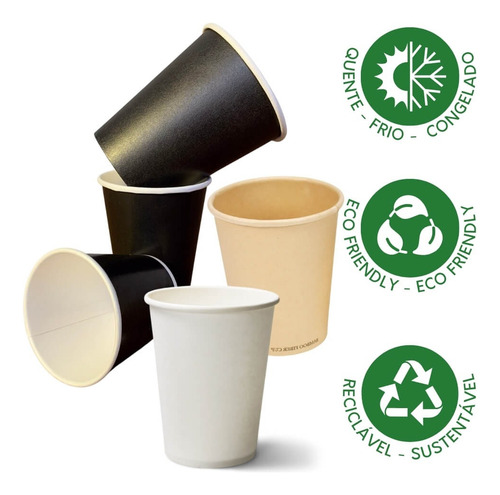 Copo Papel Branco 60ml Biodegradável Térmico - Pct 100un