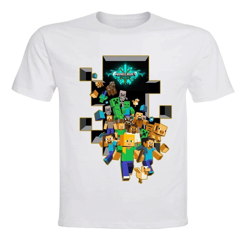 Poleras Minecraft Space Personajes, Niños/as, Jóvenes 