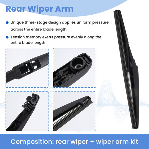 Kit De Limpiaparabrisas Trasero Y Brazo Wiper De 12 Pulgadas