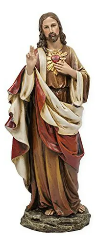 Figura Sagrado Corazón De Jesús Resina Piedra Pintada