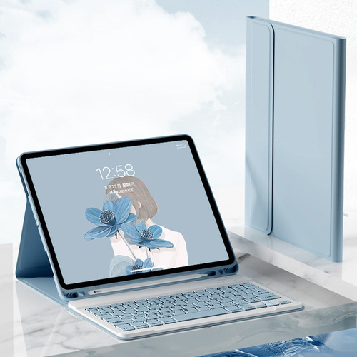 Imagen 6 de 10 de Funda Con Teclado Para iPad 9th 8th 7th Gen 10.2 Con Ratón Ñ