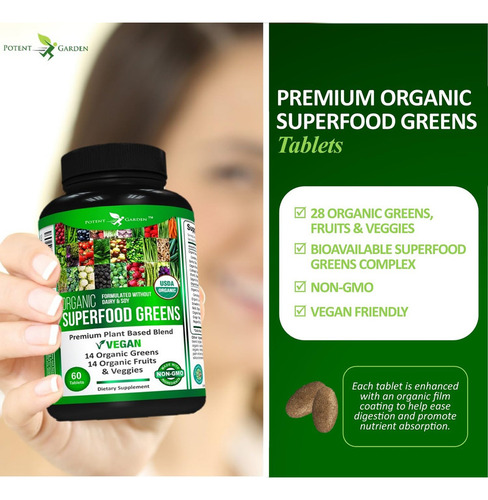 Potent Garden Paquete De 2 Superalimentos Orgánicos, Suplem