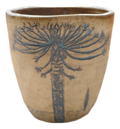 Vaso Rustico Pewen Con Sello En Cerámica Gres