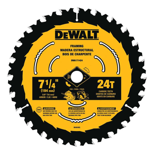 Disco Sierra 7 1/4'' 24 Dientes Dewalt Dwa17424