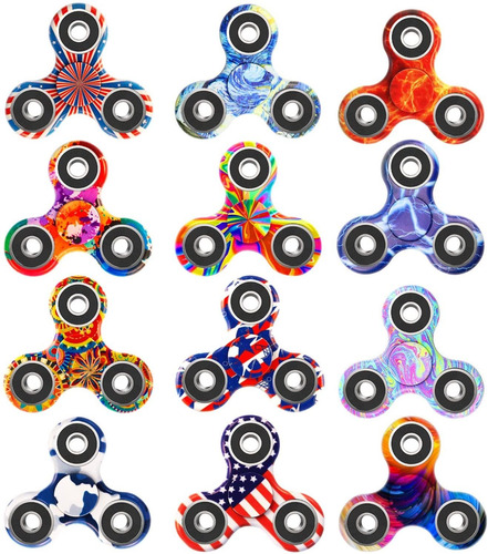 12 Pack Fidget Spinner Edc Mano Tri Spinner Fidget Thre...