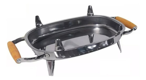 Brasero De Mesa Acero Inoxidable Guadix Asas Madera Parrilla