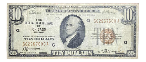 Billete 10 Dólares Estados Unidos 1929 Chicago Pick 396 G