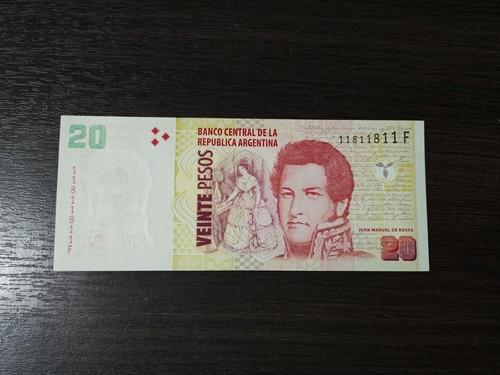 Capicua Binumeral Billete $20 Rosas Sin Circular