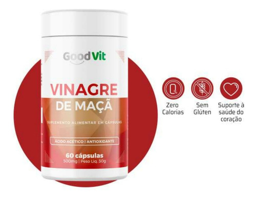 Vinagre De Maçã Cápsulas Good Vit 60 Unidades Antioxidante