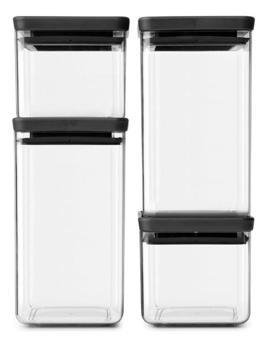 Juego De 4 Contenedores Cuadrados Tasty+ Dark Grey