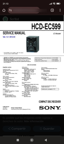Minicomponente Hifi Sony Impecable 120 Rms Negro 120 W (Usado)