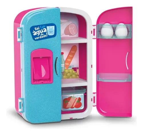 Heladera De Juguete Con Dispenser De Agua Divertoys Color Turquesa Con Rosa