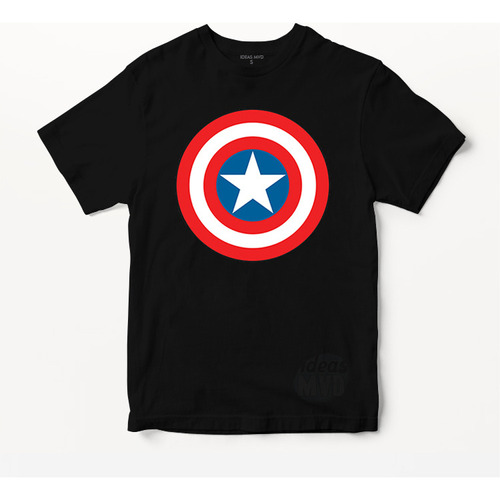 Remera Capitan America Shield (negra:) Ideas Mvd