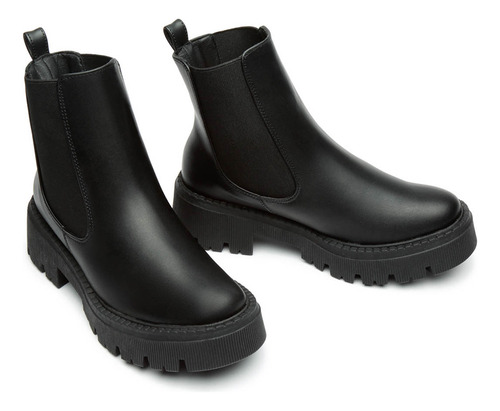 Botas Chelsea Mujer Urbana Combat Matilda Negro Fareli