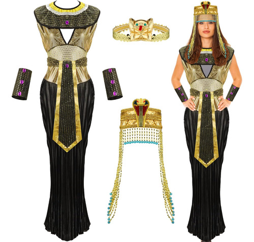 Jenpen Disfraz Egipcio Mujer Reina Diadema Dorada Y Egipcia 