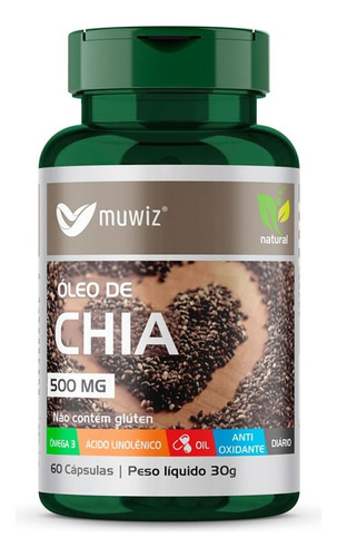 Óleo De Chia Vitamina 500mg 60 Cápsulas - Antioxidante