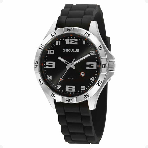 Relógio Masculino Seculus Sport Original 2 Anos Cor Da Correia Preto