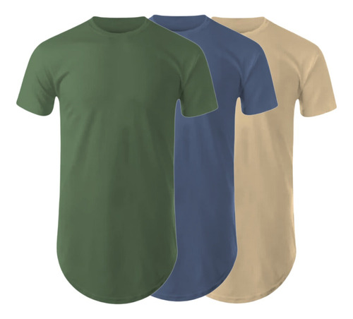 Kit 3 Camiseta Long Line Masculina Oversize Swag Promoção