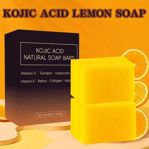 65 G* 4 Piezas Jabón De Ácido Kójico Blanqueador De Cúrcuma