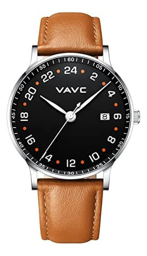 Vavc Reloj De 24 Horas, Unisex, Movimiento De Cuarzo Suizo