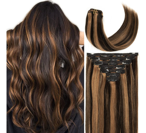 Caliee Extensiones De Cabello Humano Remy Con Clip, Color De