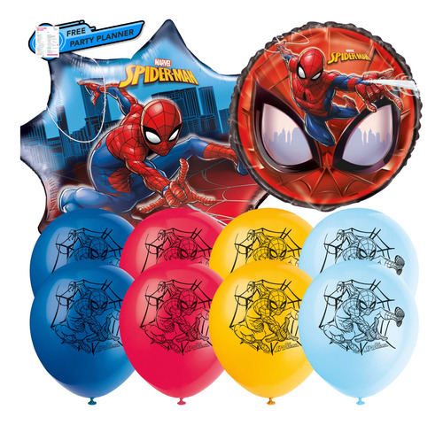 Paquete Único De Globos De Fiesta De Spiderman | Multicolor