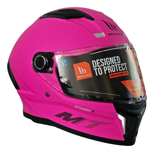 Casco Para Moto Mt Helmets Stinger 2 Edición Rosa Mate Talla L (59-60 Cm) Doble Certificación Ece22-06 & Dot