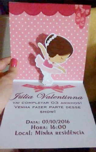 Convite Bailarina Personalizado Articulado 10 Unidades