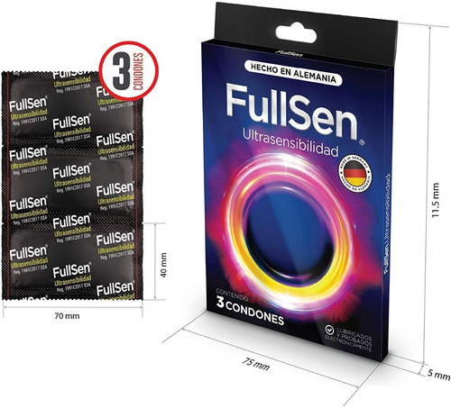 Imagen 3 de 3 de Condones De Látex Cartera Con 3pz Fullsen Ultrasensibilidad