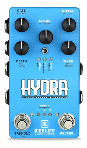 Pedal de efeito Keeley Electronics Hydra Stereo Reverb & Tremolo azul