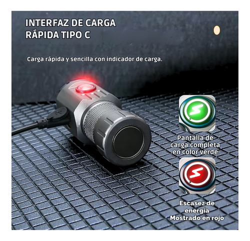 Linterna Led Edc Recargable 2000lm Con Lámpara Rgb Y Clip
