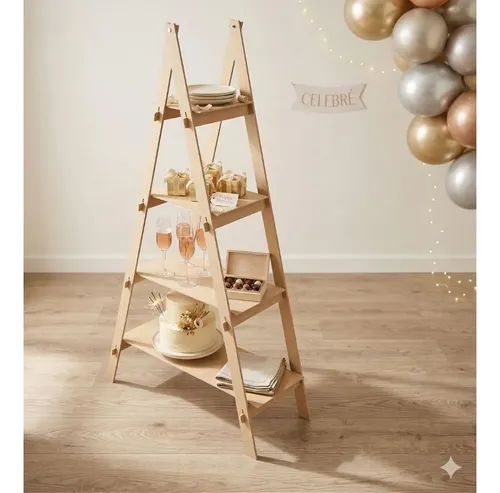 Kit Escada Decoração Suporte Doces Festas Multiuso 2 Peças | Frete