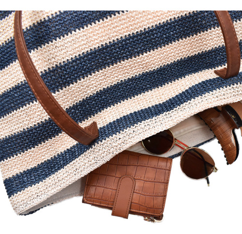 Bolsa De Playa De Rayas Amplia Y Cómoda