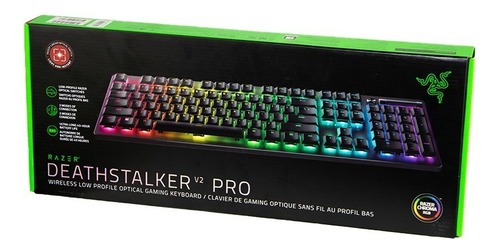 Teclado Razer Deathstalker V2 Pro Wireless Switch Vermelho Teclado Preto Idioma Inglês Us