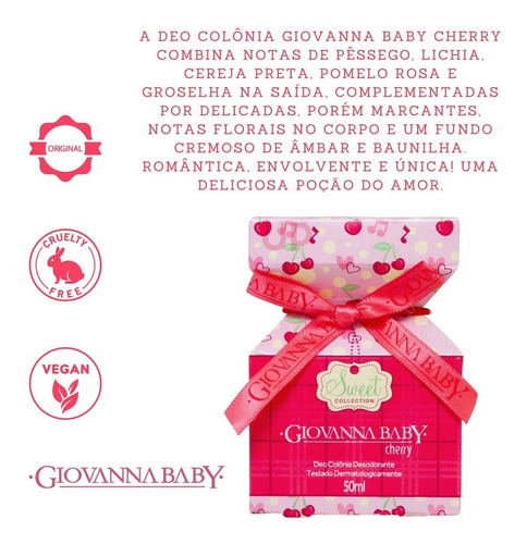Giovanna Baby Cherry Body Splash, Deo Colonia E Loção Hidratante