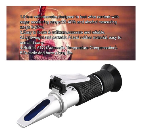 3 En 1 Refractómetro De Uva Y Alcohol Rhw25 Atc 0-25% Vol Y