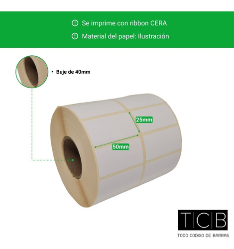 Imagen 3 de 5 de Rollo Etiquetas Autoadhesivas 50x25 X4000 B2 B40 Ilustracion