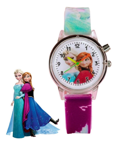 Reloj Frozen Princesas Ana Y Elsa Con Luz