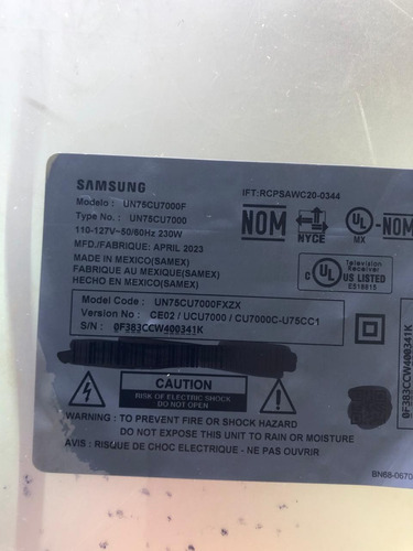 Fuente Samsung Un75cu7000f (Usado)