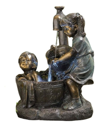 Escultura De Jardín De Resina De Estatua De Niña Y Niño Para
