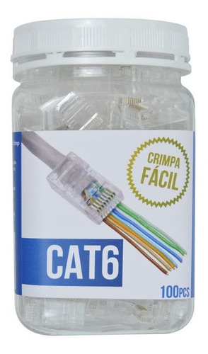 Imagem 3 de 12 de Pote 100 Conectores Rj45 Ez Crimp Cat6 + Alicate De Crimpar