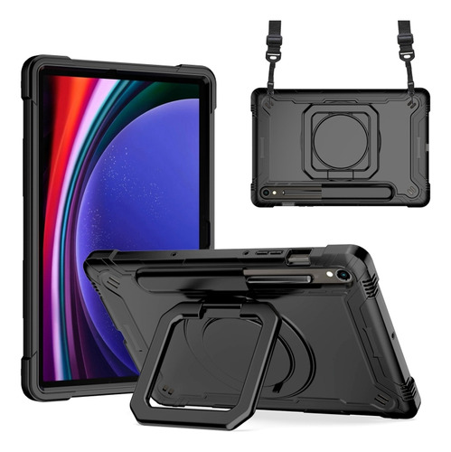 Capa De Pc Híbrida Preta Para Samsung Galaxy Tab S9 Fe/s9