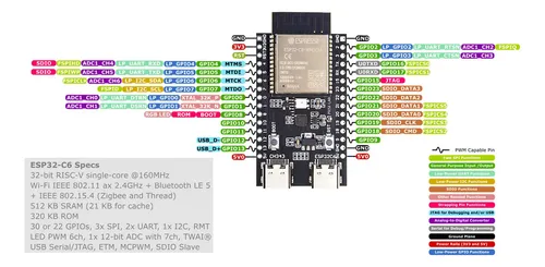 Esp32 C6 Devkitc-1 Wifi6 Bt5 Zigbee Thread Module