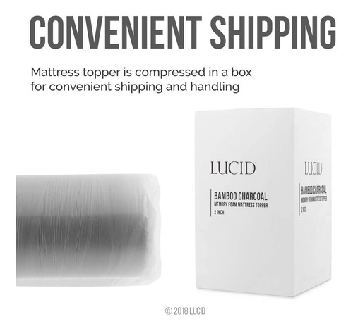 Lucid Memory Foam Cubre Colchón Colchoneta Carbón Bambú