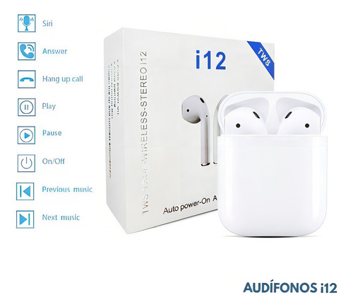 Audífonos I12 Bluetooth 5.0 Tws Táctiles St-w113 Color Blanco