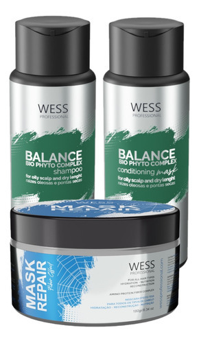 Kit Wess Balance Shampoo+condicionador 250ml + Mask 180g