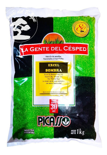Semilla Cesped Pasto Picasso Premium Excel Sombra X 5 Kg