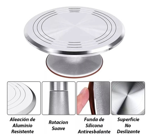 Base Giratoria Tortas Plato Giratorio Base Aluminio 29cm